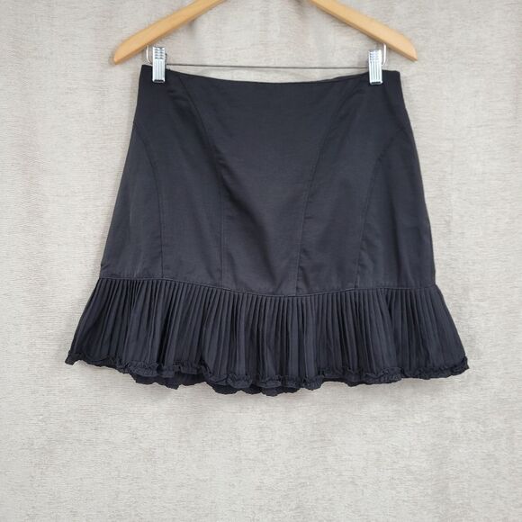 Tempo Paris Y2K Black Mini Skirt Pleated Ruffled Hem ** Top Available Separately - Picture 2 of 9